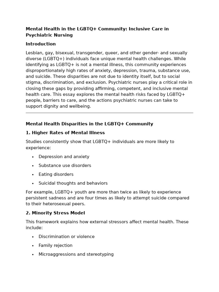 Mental Health in The LGBTQ | PDF | Mental Health | Mental Disorder