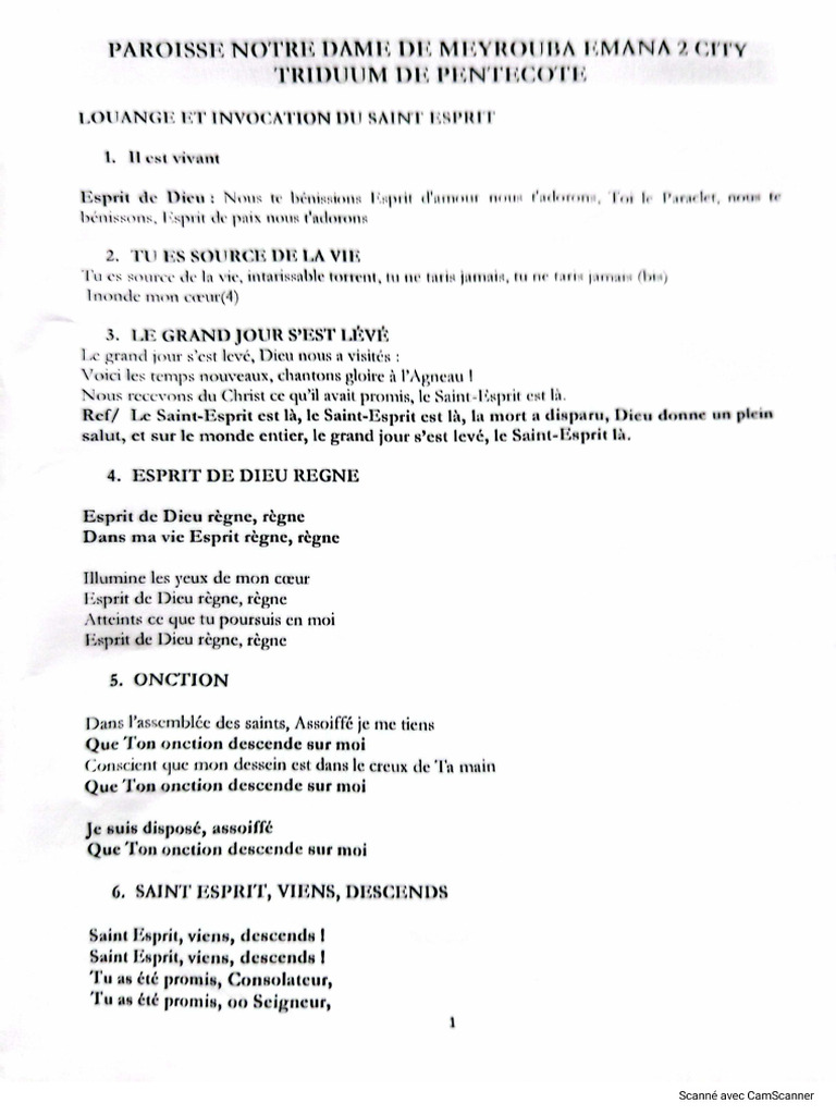 Louanges Et Invocations de L'esprit Saint | PDF
