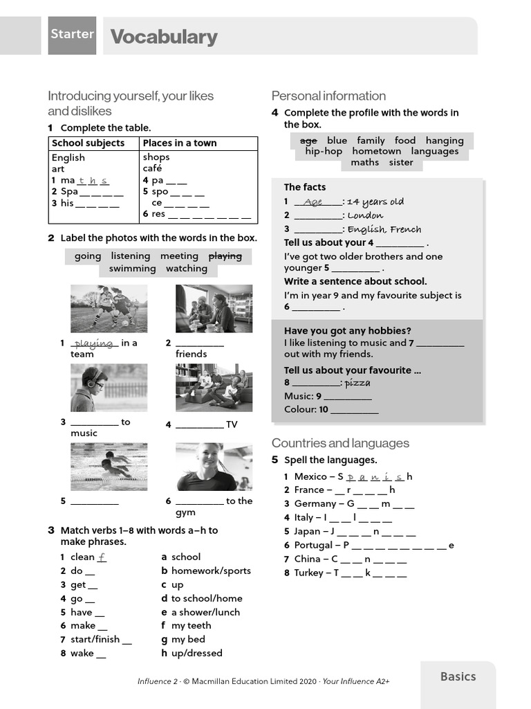 A2+ Vocabulary and Personal Profile Guide | PDF | English Language ...