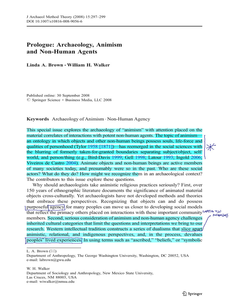 Archaeology of Animism and Agency | PDF | Science | Liberal Arts Education