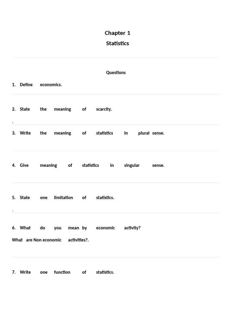 Economics Chapter 1: Statistics Overview | PDF