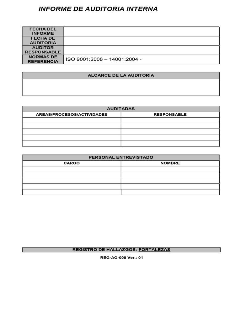 Informe de Auditoría Interna ISO 9001 y 14001 | PDF | Auditoría | Business