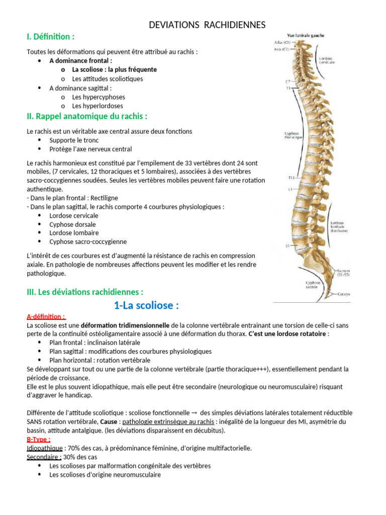 Déformations rachidiennes et scolioses | PDF | Scoliose | Colonne ...