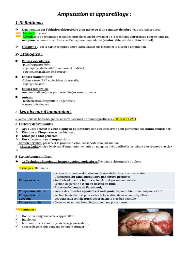 Amputation et réhabilitation du moignon | PDF | Genou | Amputation