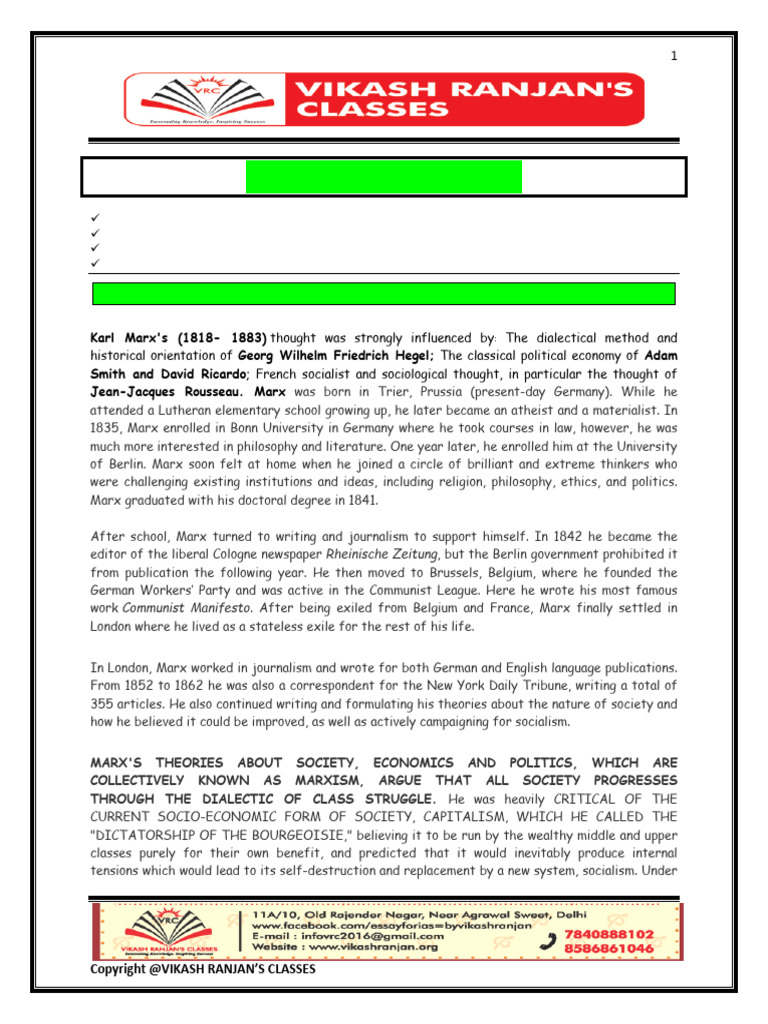 Karl Marx Pdf Georg Wilhelm Friedrich Hegel Dialectic