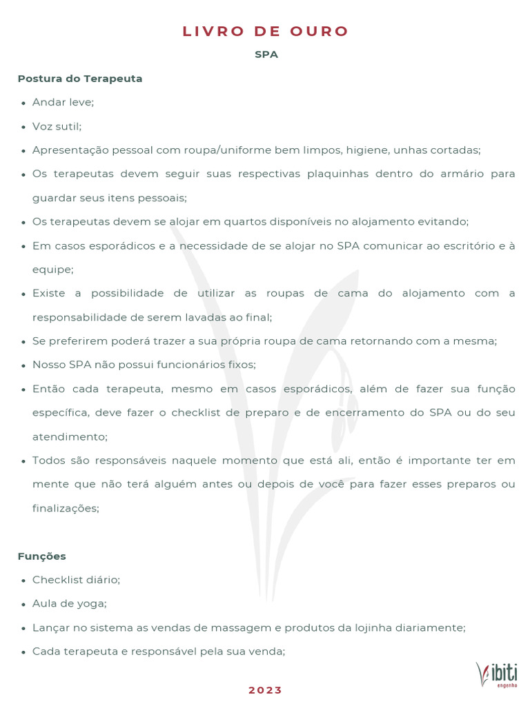 Protocolo de Atendimento no SPA | PDF | Massagem