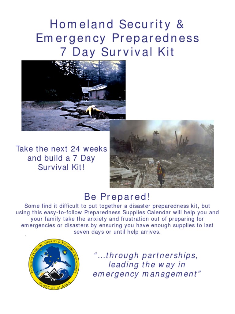 Emergency. Disaster. Preparedness.survival.) 7 Day Supply Calendar