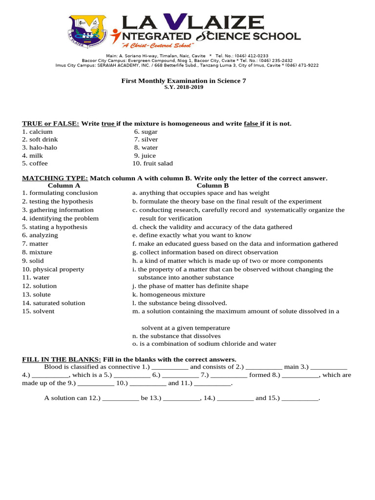 1st Monthly Science 7,8,9,10 | PDF | Force | Acceleration