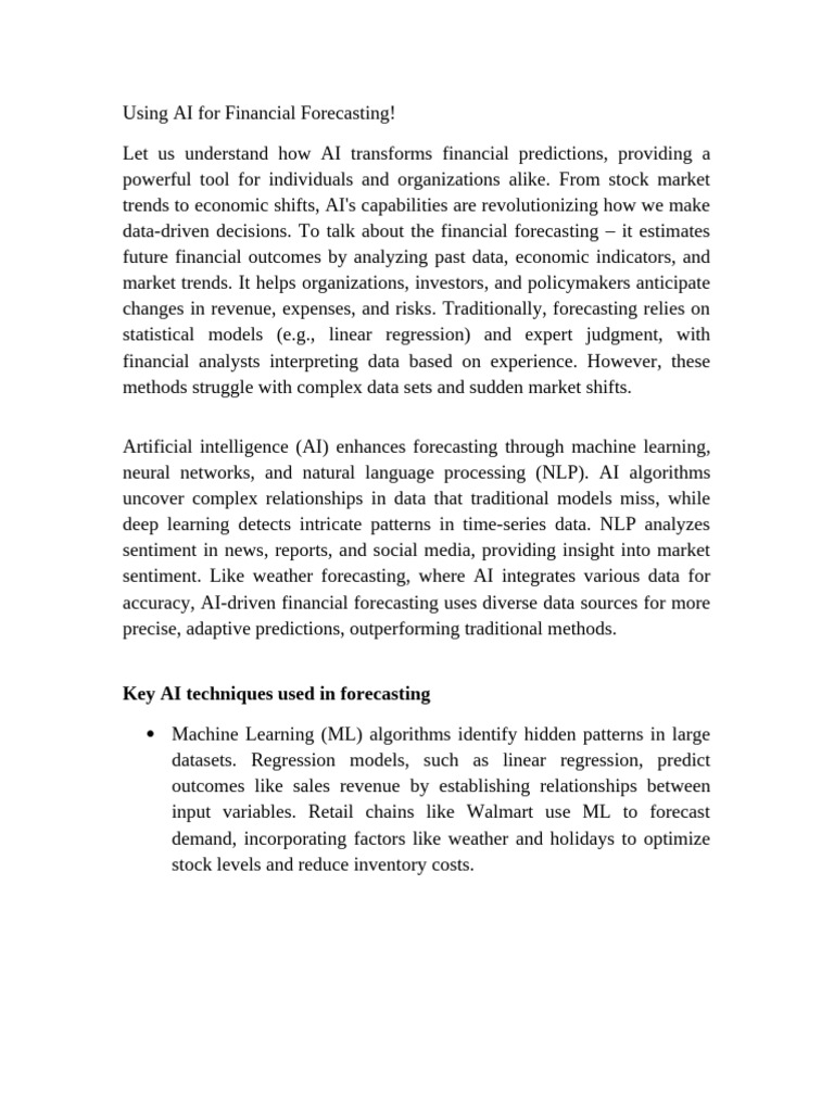 Week 6 - Using AI For Financial Forecasting | PDF | Artificial ...
