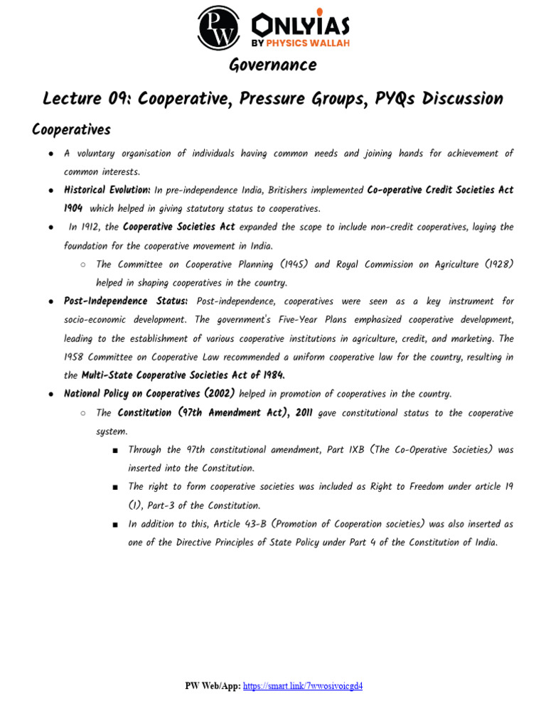 Cooperative Governance in India | PDF | Legal Documents | Economies