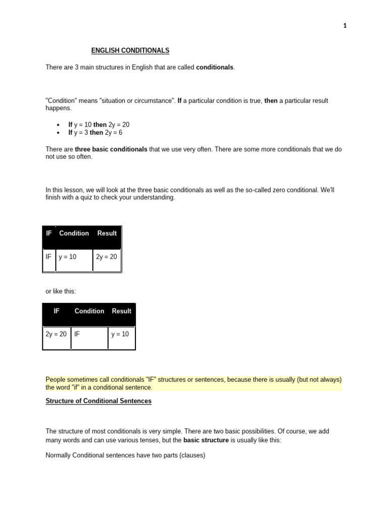 Understanding English Conditionals | PDF | Perfect (Grammar) | Sentence ...