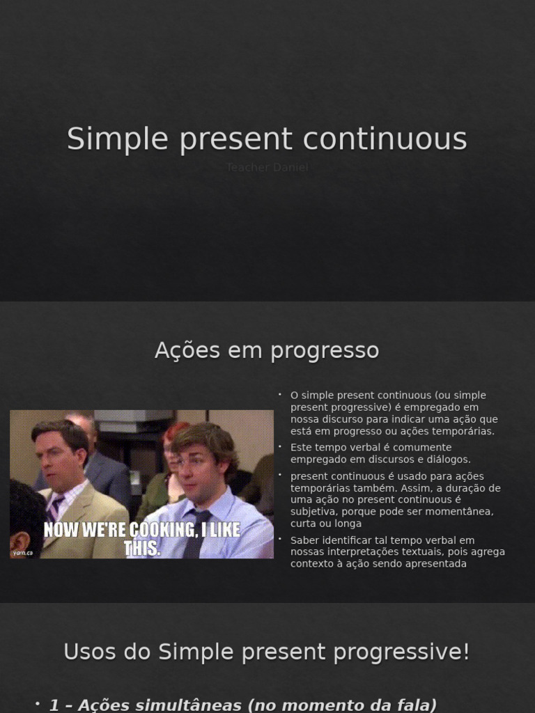 Usos e Estruturas do Present Continuous | PDF | Tempo | Mecânica da ...
