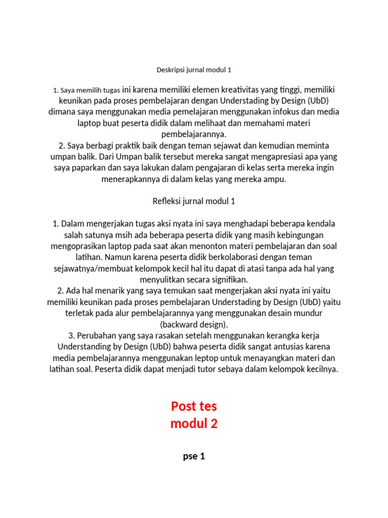 Post Tes Modul 2 Pse 1, 2, 3, MODUL 3 PPABK 1,2,3 | PDF