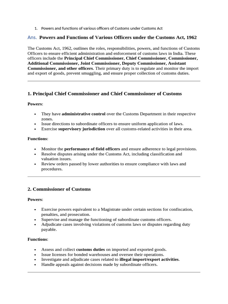 Customs Officers' Powers and Functions | PDF | Customs | Smuggling