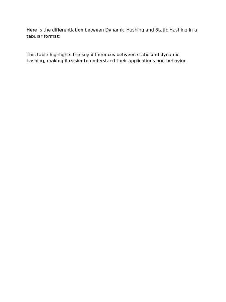Static vs Dynamic Hashing Explained | PDF