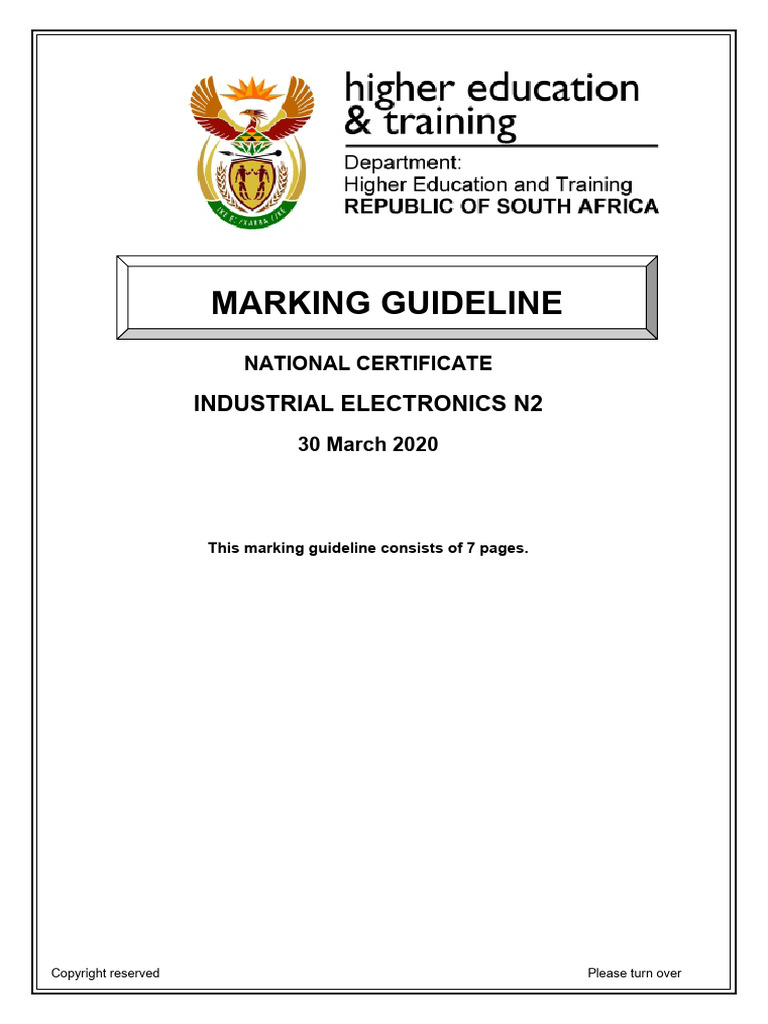 Industrial Electronics N2 Marking Guide | PDF | Electrical Network ...