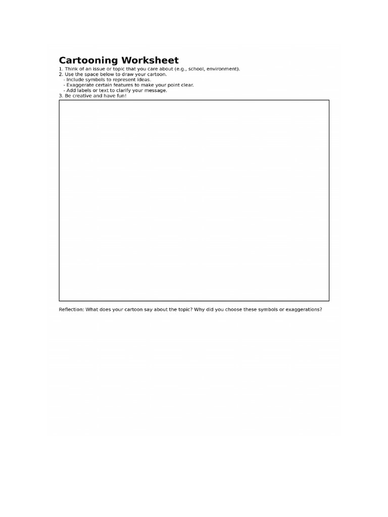 MYP1 Cartooning Worksheet | PDF