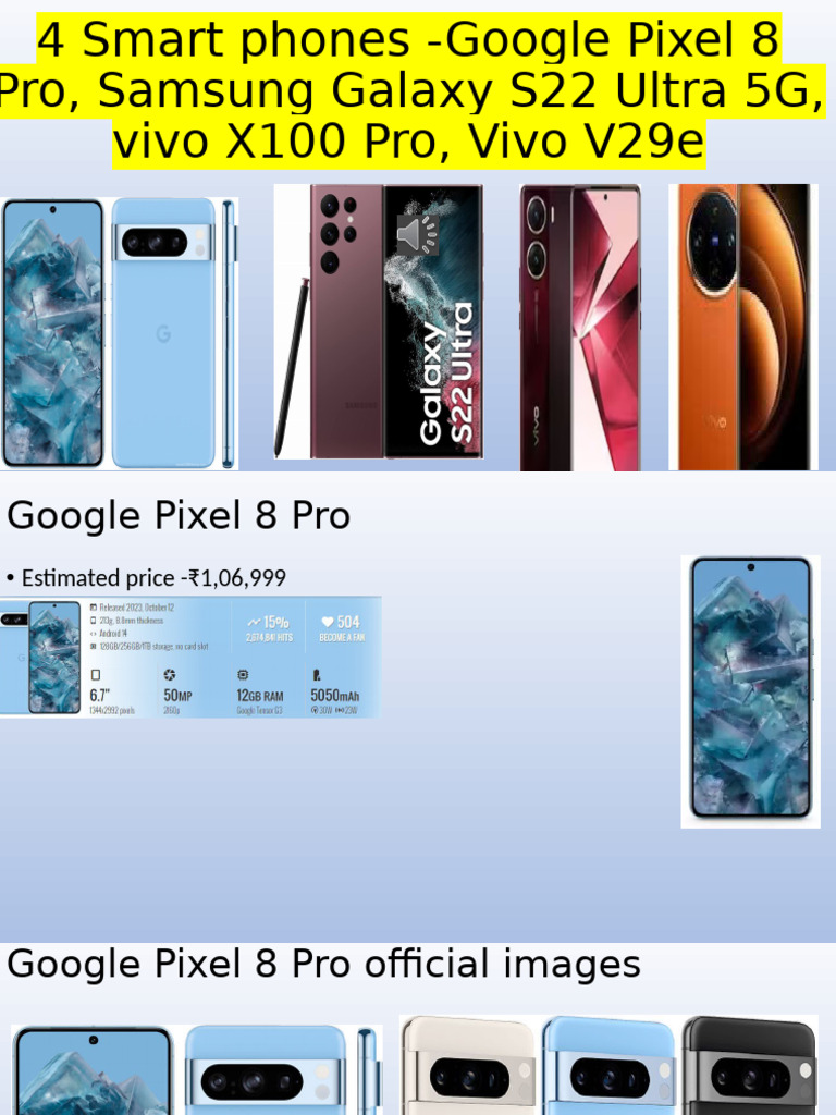 Google Pixel 8 Pro Pricing and Specs | PDF