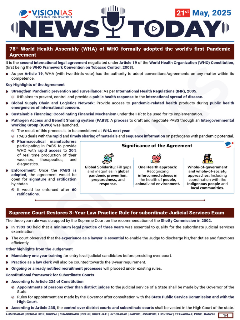May 2025 Current Affairs Summary | PDF