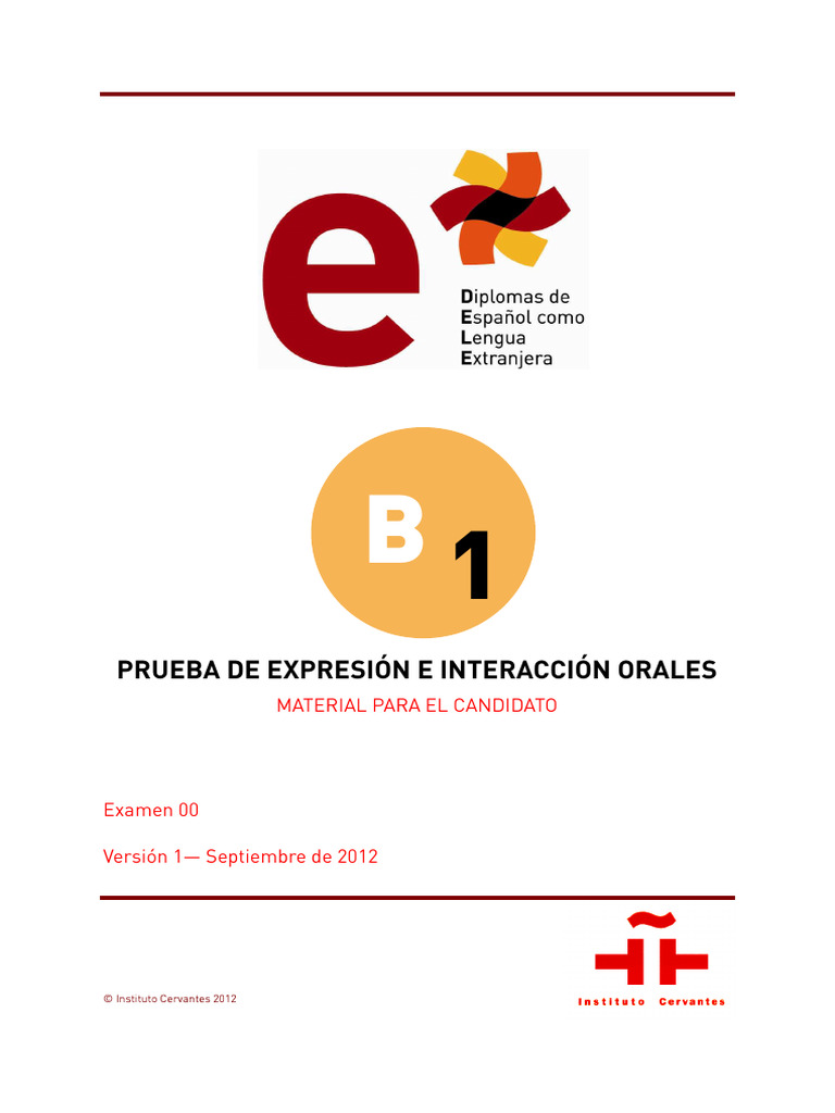 Prueba Oral DELE B1: Instrucciones y Tareas | PDF