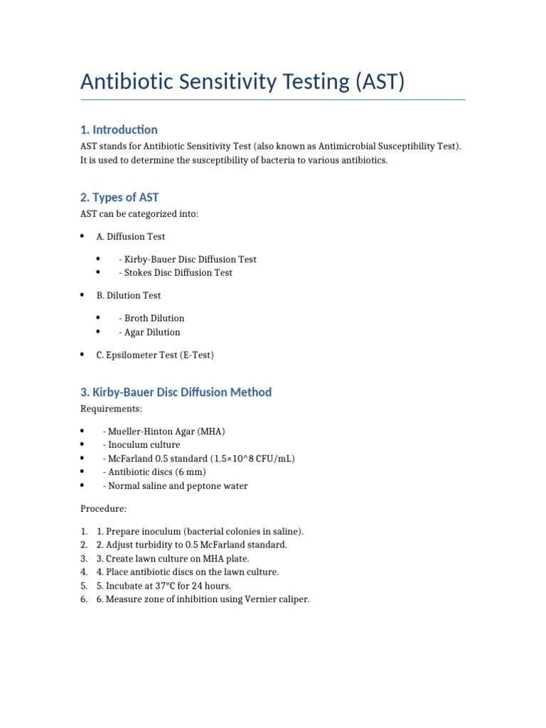 Antibiotic Sensitivity Testing | PDF
