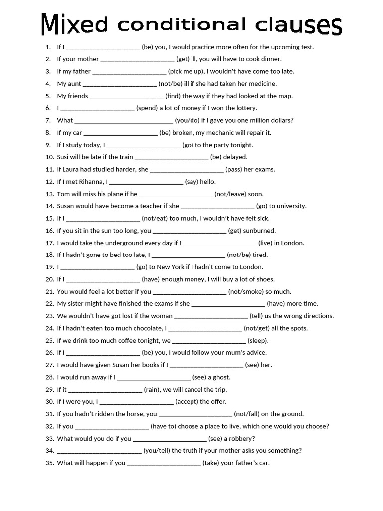 Conditional Sentences Practice Exercises | PDF | Chess | Chess Theory