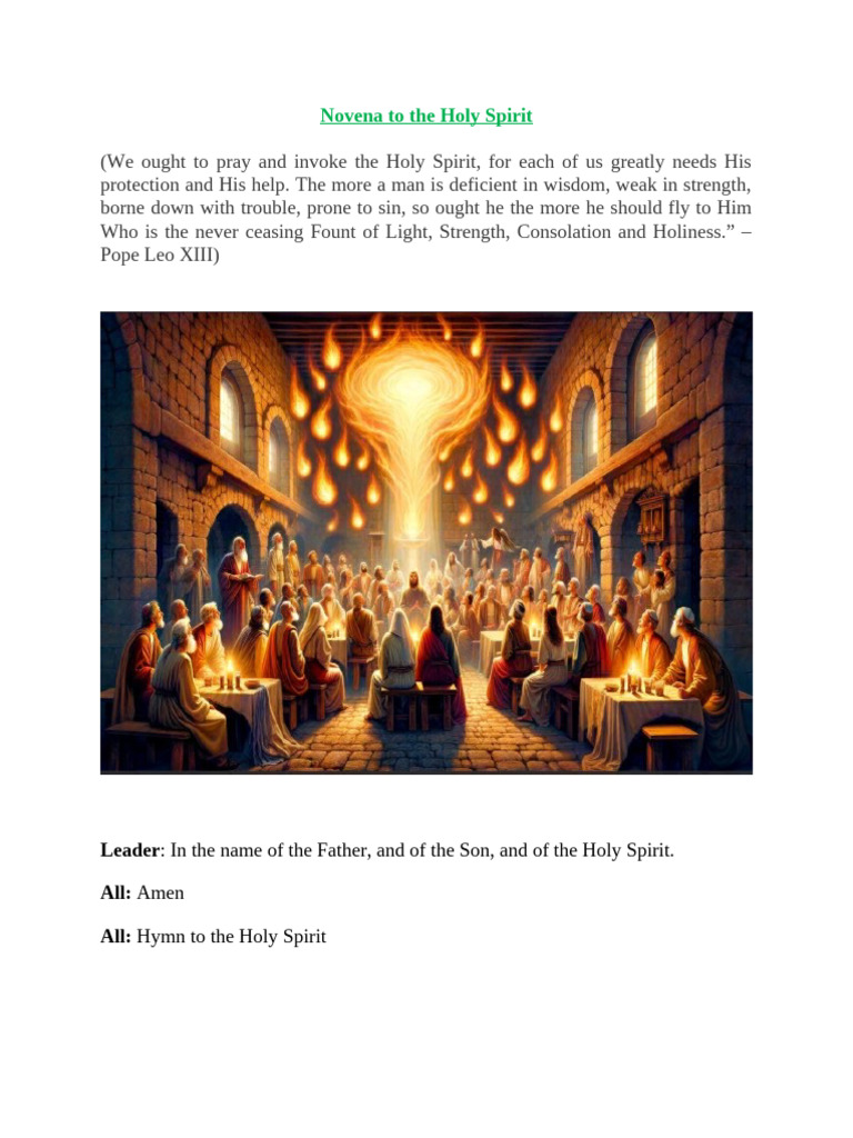 Novena Prayer to the Holy Spirit | PDF | Holy Spirit | Grace In ...
