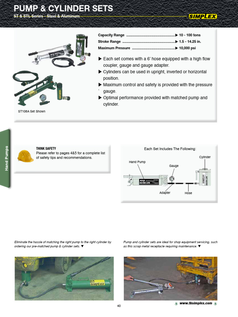 Pump & Cylinder Sets for Shop Equipment | PDF | Pump | Manufactured Goods