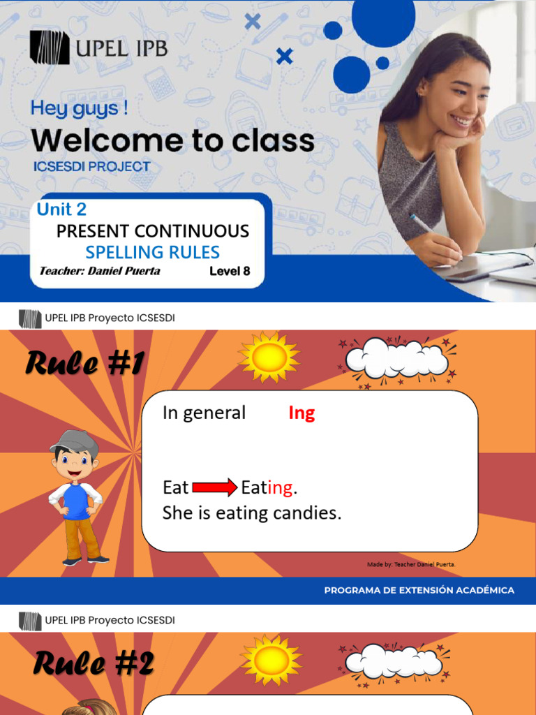 Present Continuous Spelling Rules | PDF