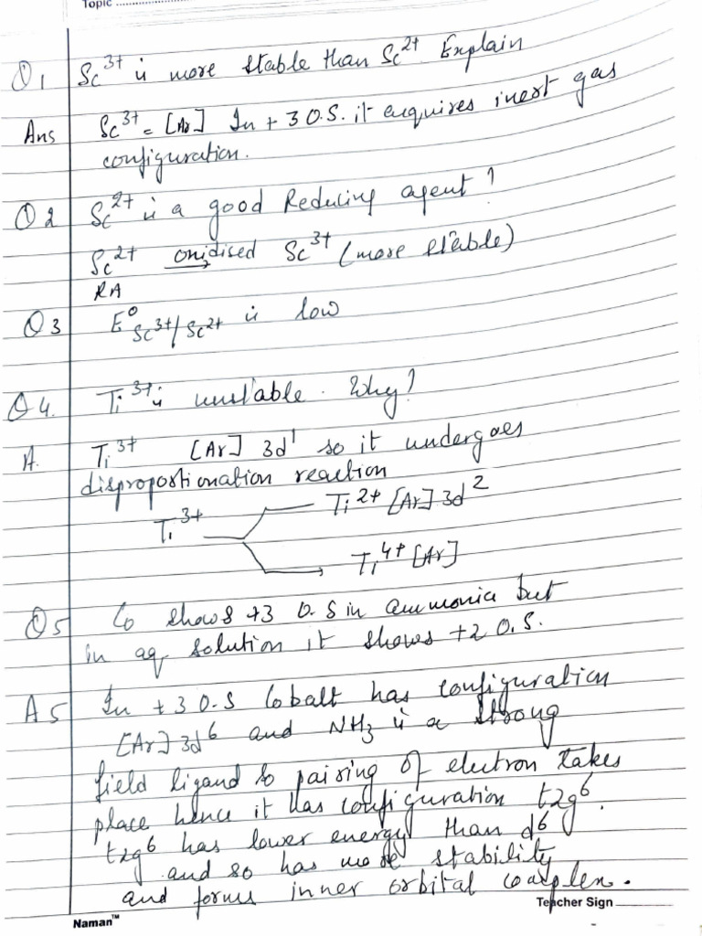 Important Points of d Block Elements | PDF