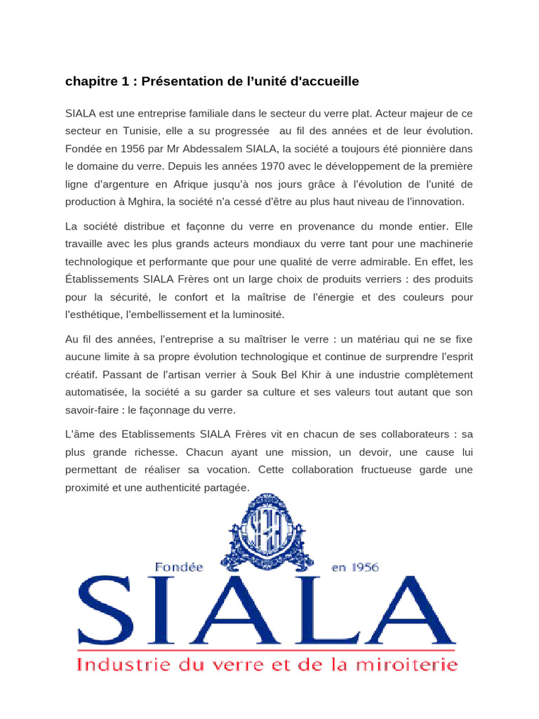 Présentation des Établissements SIALA | PDF | Stock | Stockage de l'énergie
