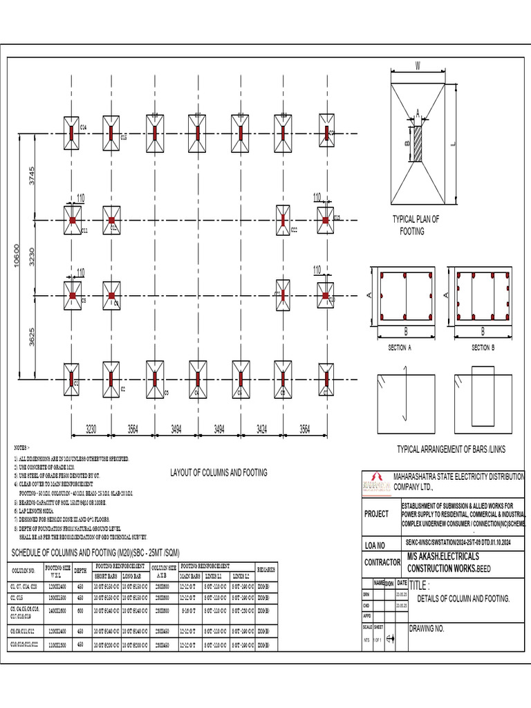 Column and Footing Detail Drawing | PDF | Structural Engineering ...