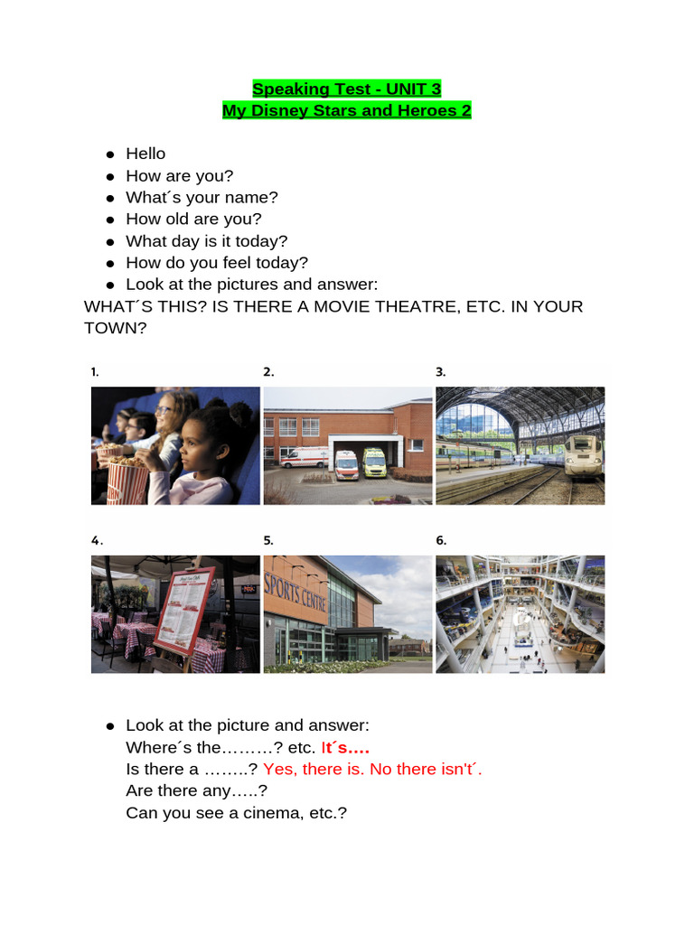 Stars and Heroes 2 Speaking Test Guide | PDF