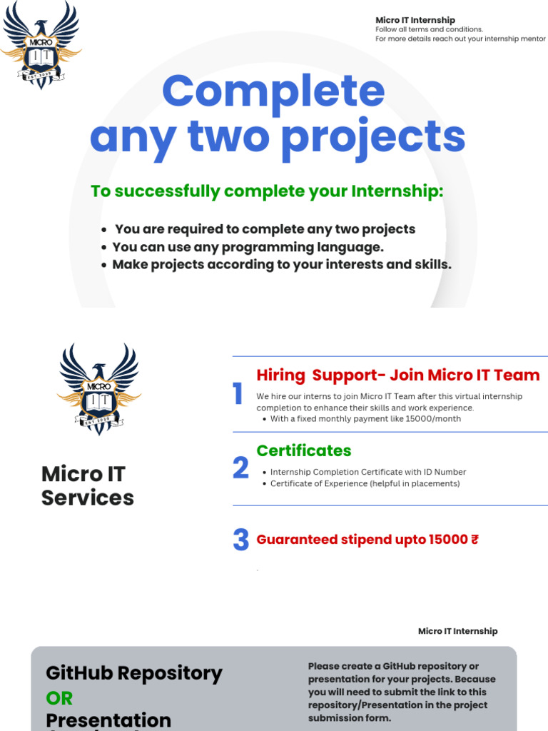 Projects List - Micro IT Internship | PDF | Password | Websites
