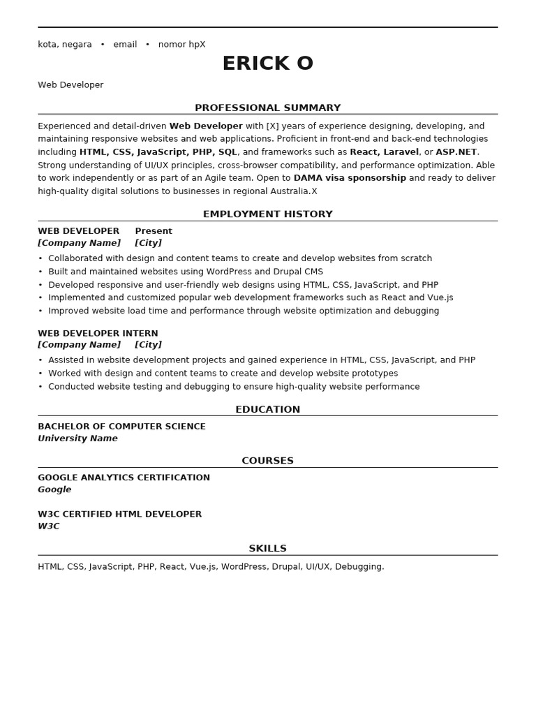 Erick O Web Developer | PDF