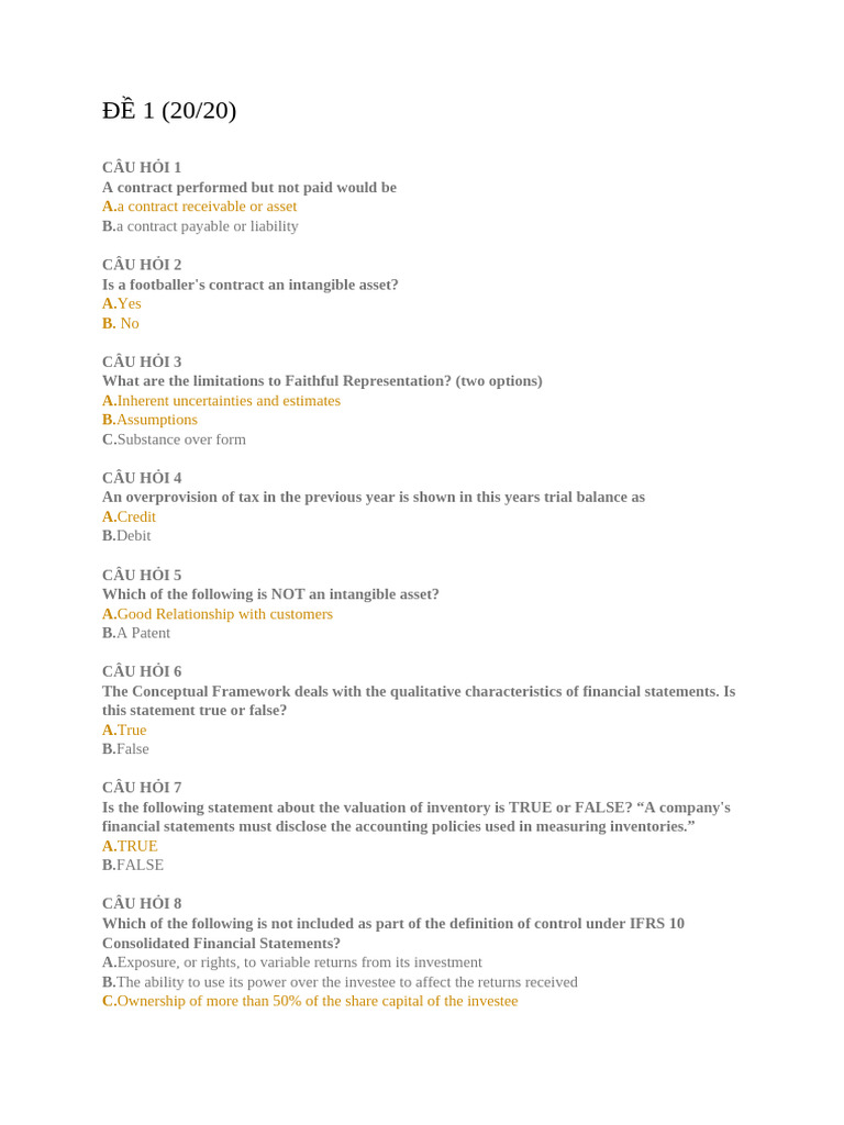 Accounting Questions and Answers Guide | PDF | International Financial ...