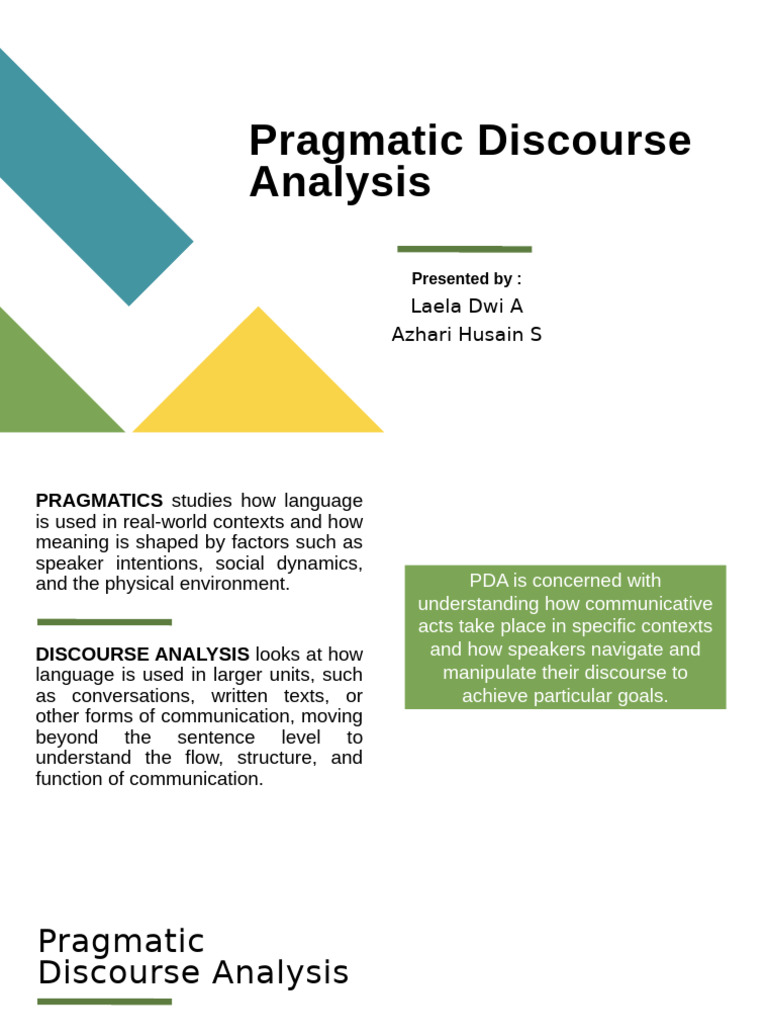 Pragmatic Discourse Analysis Overview | PDF | Semantics | Communication
