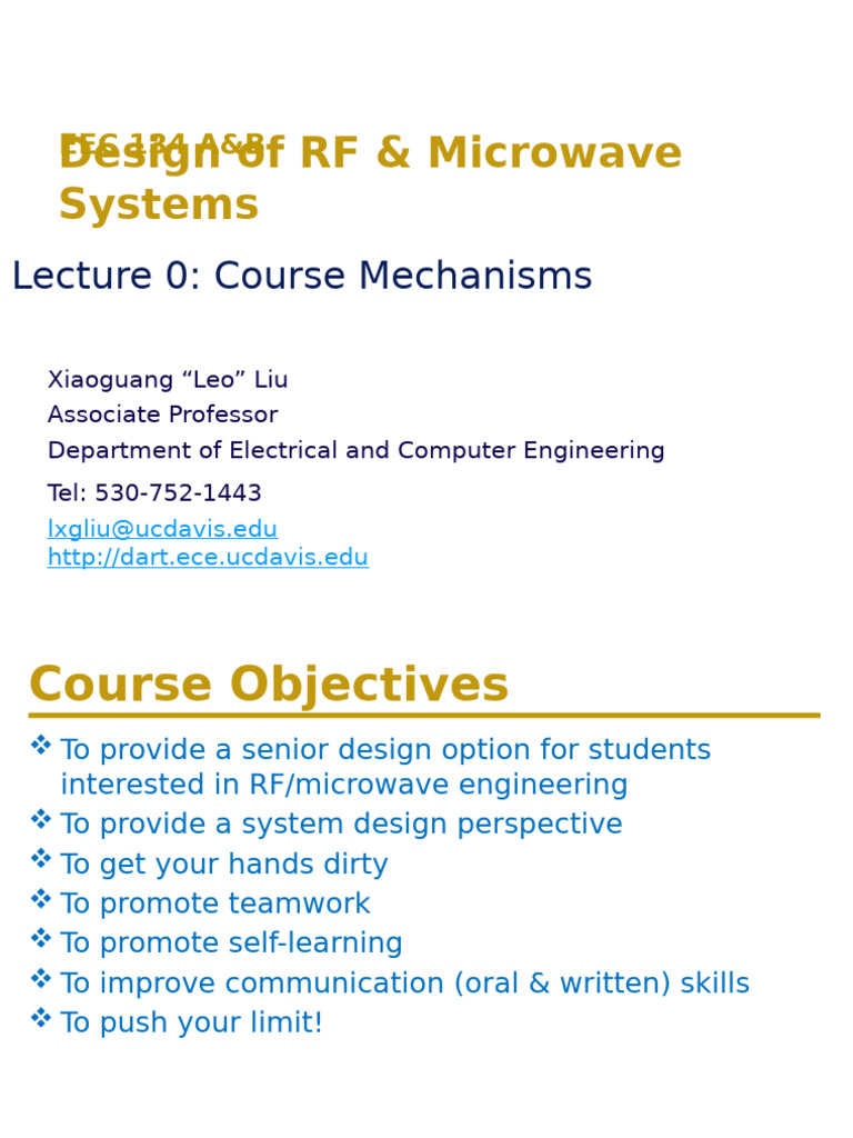 EEC 134: RF & Microwave Systems Overview | PDF | Printed Circuit Board ...
