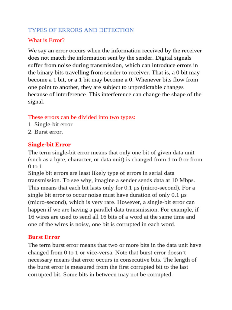 Error Types and Detection Methods | PDF | Error Detection And ...