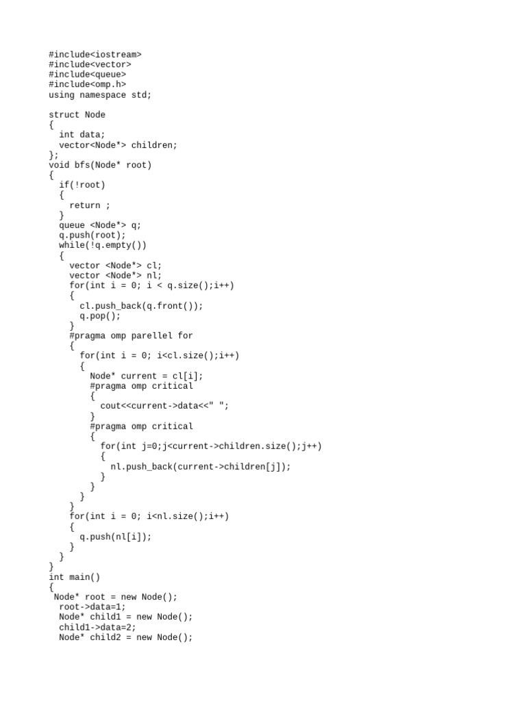 Parallel BFS Algorithm in C++ | PDF