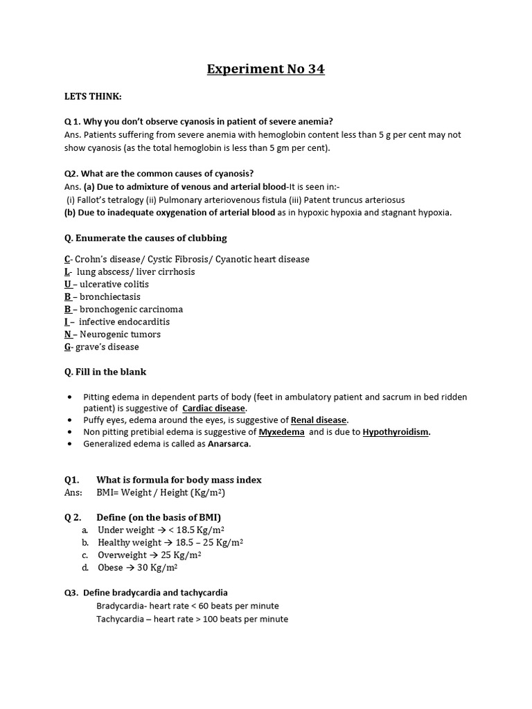 Experiment No 34, 41, 42, 48, & 52 | PDF | Pulse | Blood Pressure
