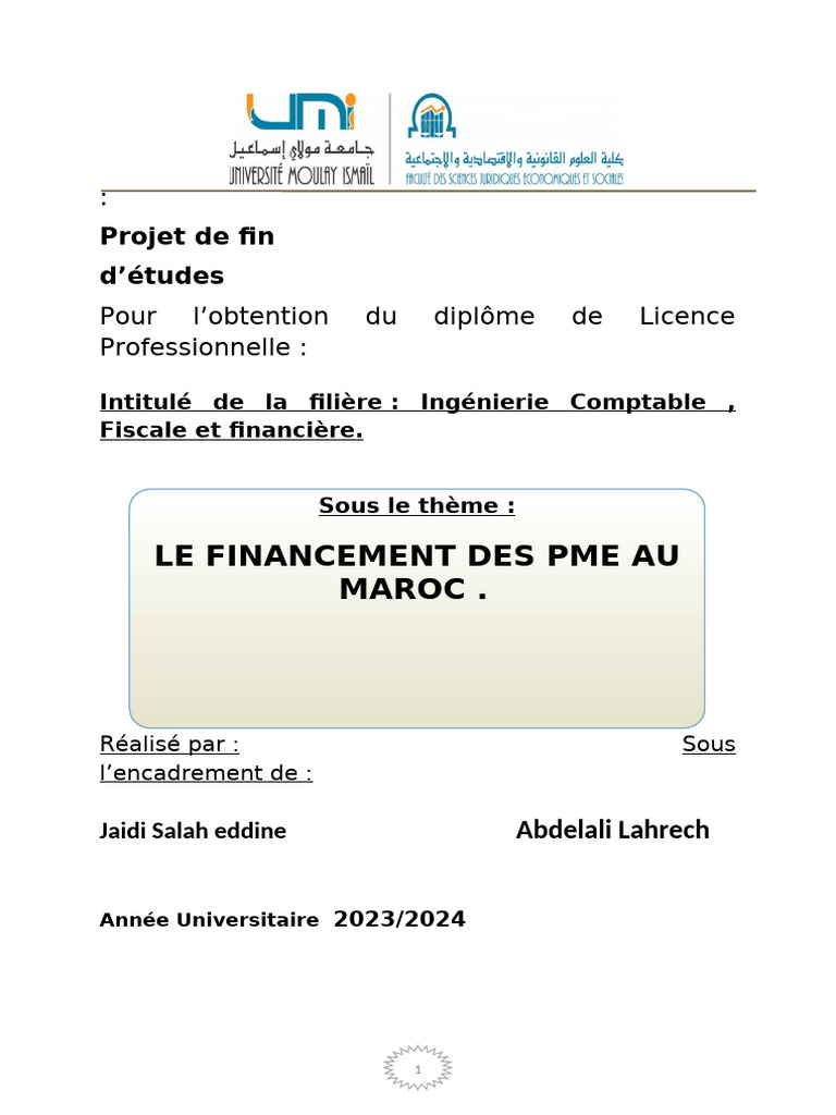 Financement des PME au Maroc : défis et solutions | PDF | Impôt sur le ...