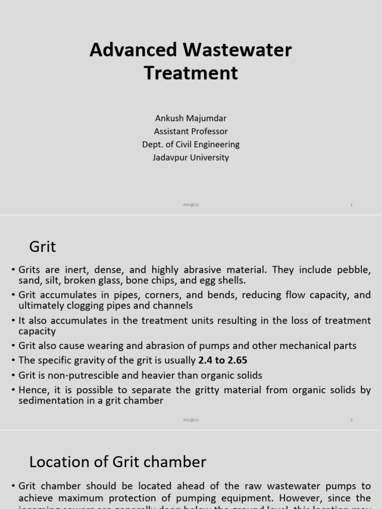 Grit Removal in Wastewater Treatment | PDF | Chemical Engineering ...
