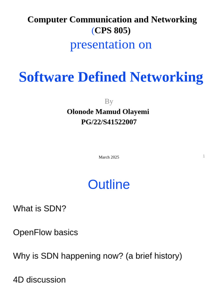 Software Defined Networking Overview | PDF | Computer Network ...