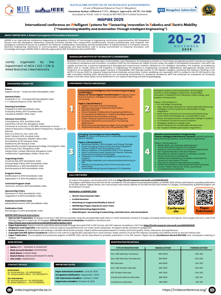 INSPIRE 2025 Conference Registration Details | PDF | Artificial ...