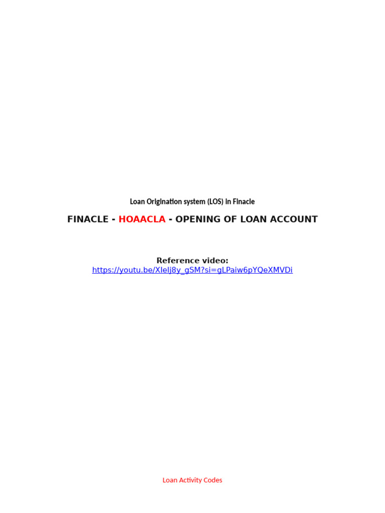 Opening RD Loan Accounts in Finacle | PDF