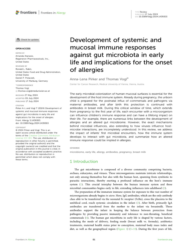 Immune Response to Gut Microbiota in Infants | PDF | Microbiota ...
