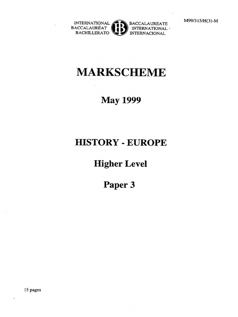 History Paper 3 Europe HL Markscheme | PDF