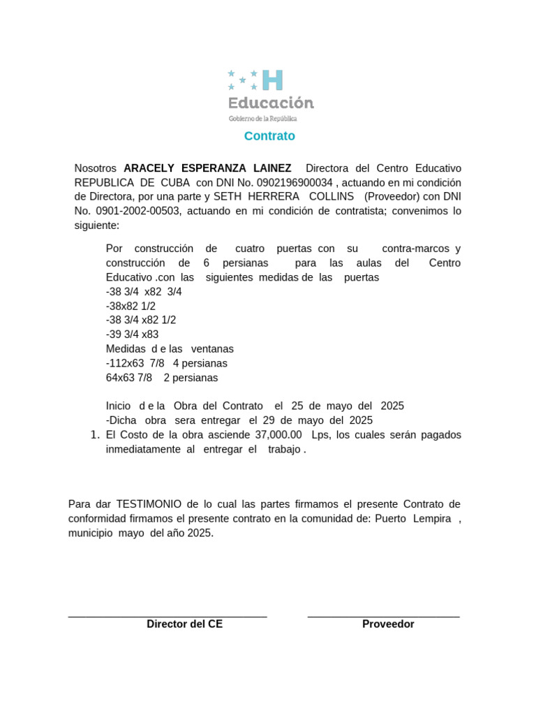Formato ..CONTRATO, ACTA COMPROMISO Y OTROS REPUBLICA DE CUBA | PDF
