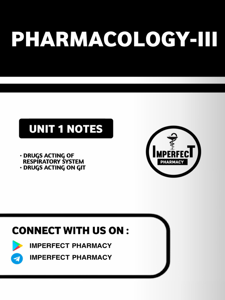Pharmacology III Unit 1 Notes | PDF